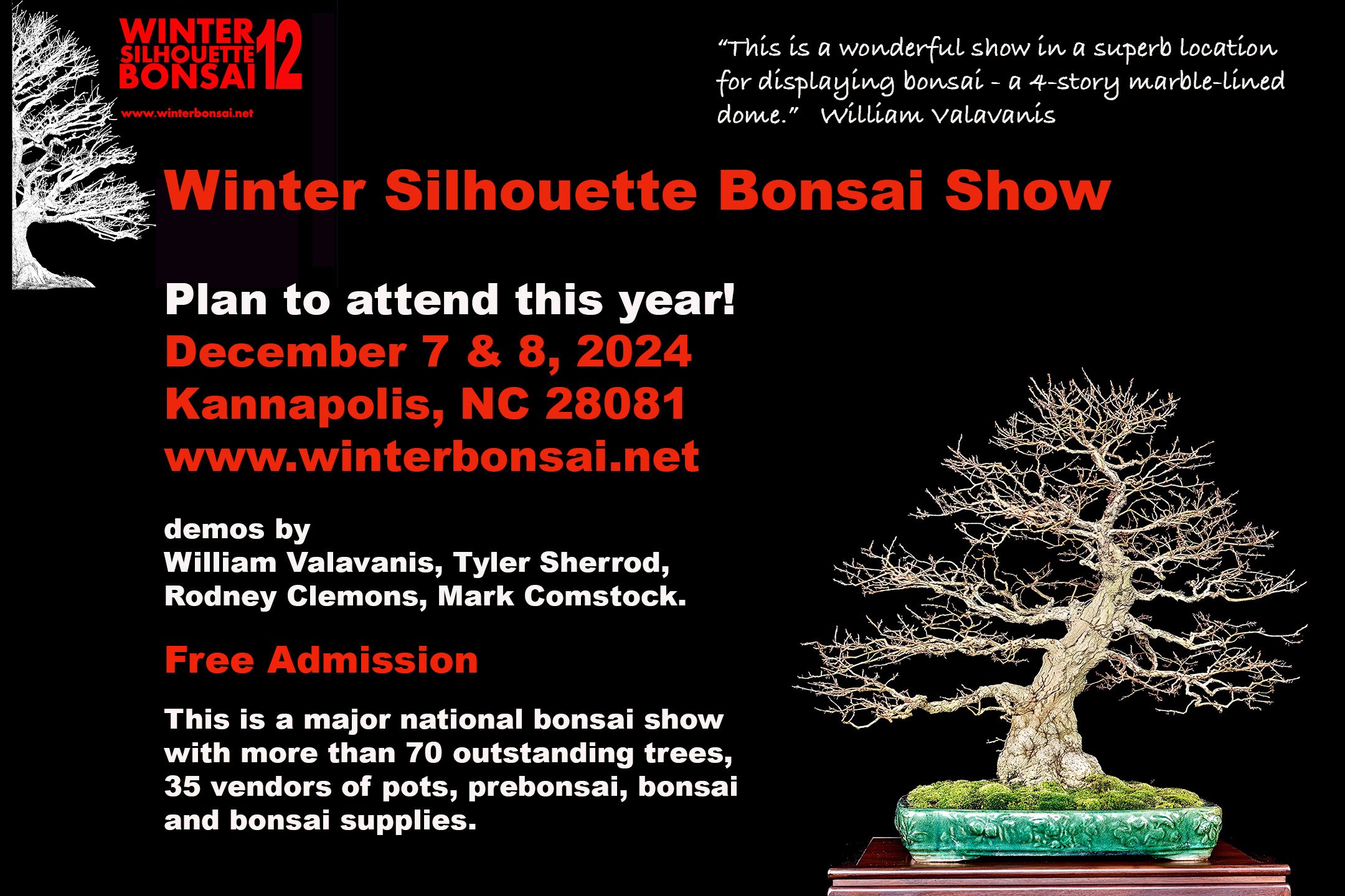 Winter Silhouette Bonsai Show 12 * December 7-8, 2024 — Kifu Bonsai